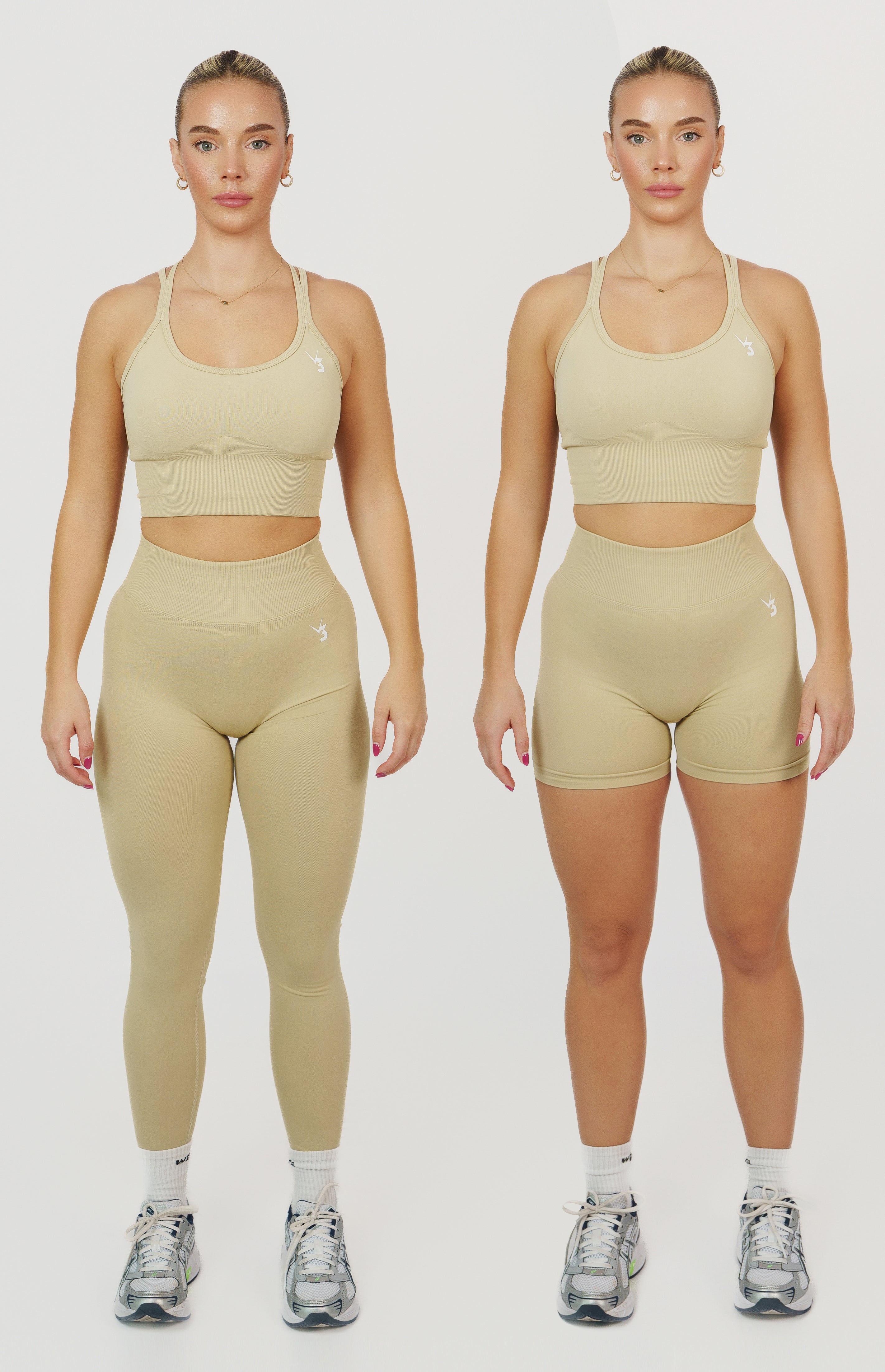 Form Seamless Scrunch Sports Bra, Leggings & Shorts Set - Light Camel
