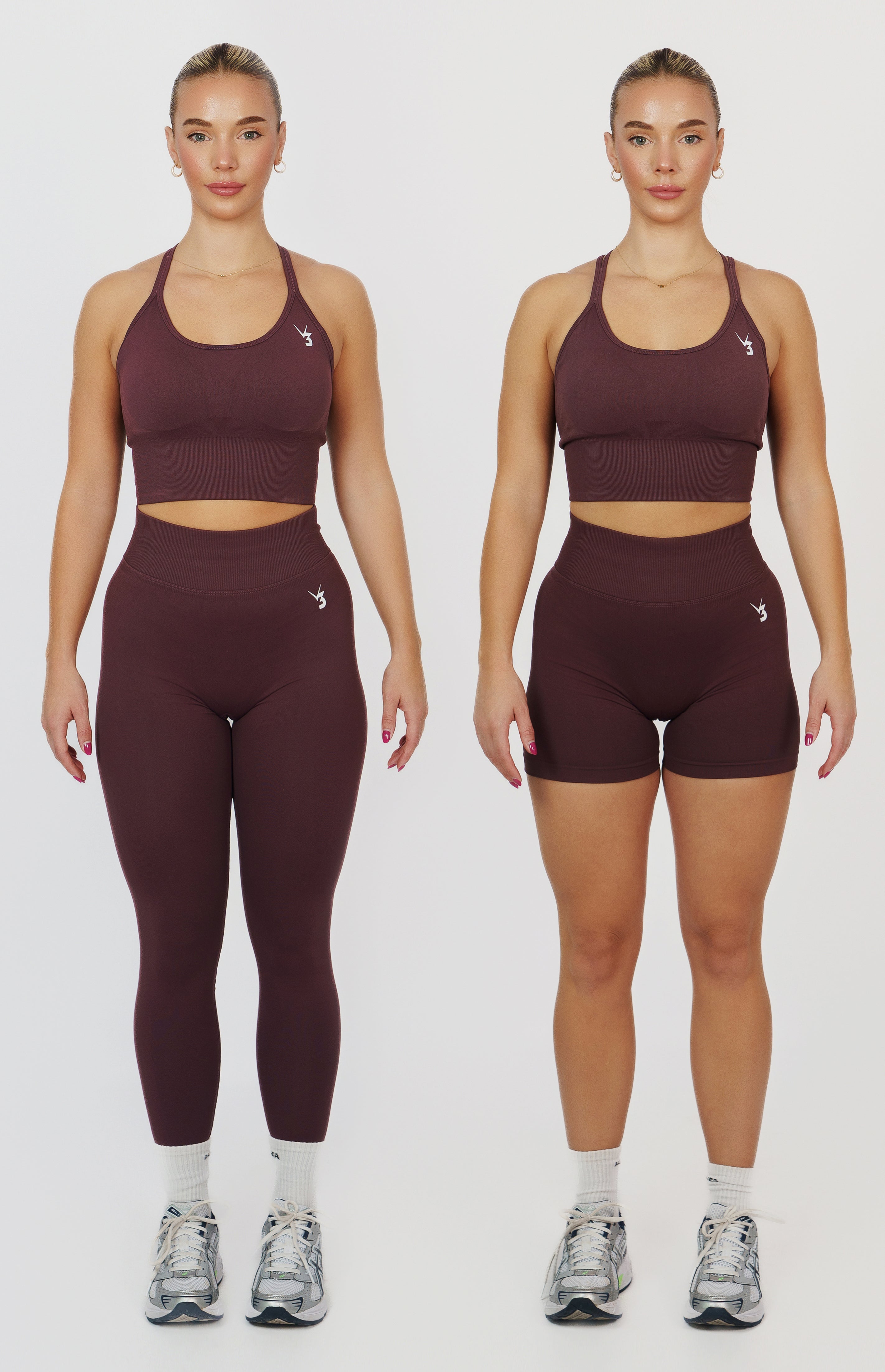 Form Seamless Scrunch Sports Bra, Leggings & Shorts Set - Plum Purple